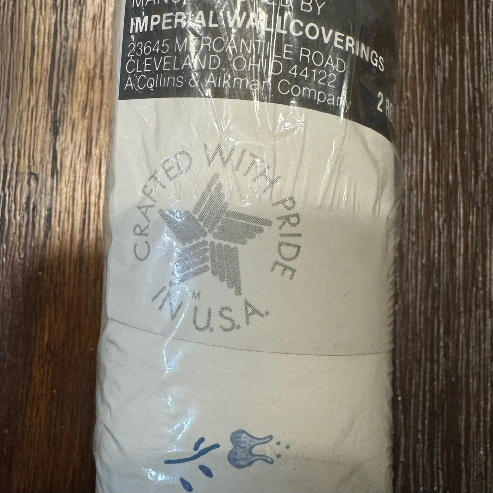 Imperial New Country‎ Gear Blue Floral Stencil Vintage Wallpaper Double Roll USA